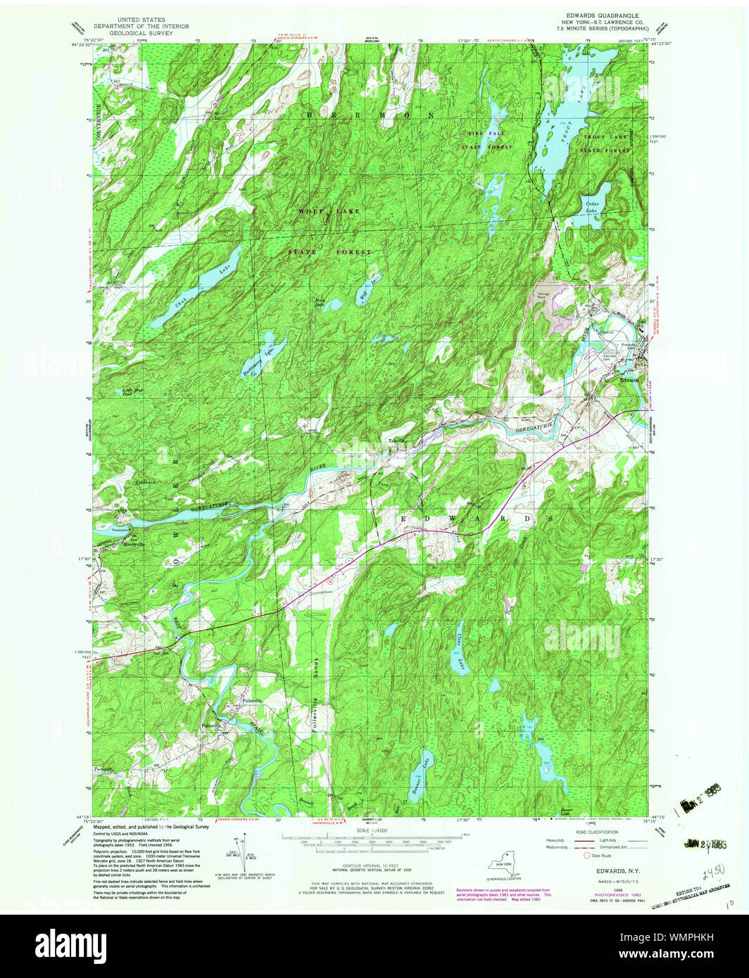 Map of edwards new york hires stock photography and images Alamy