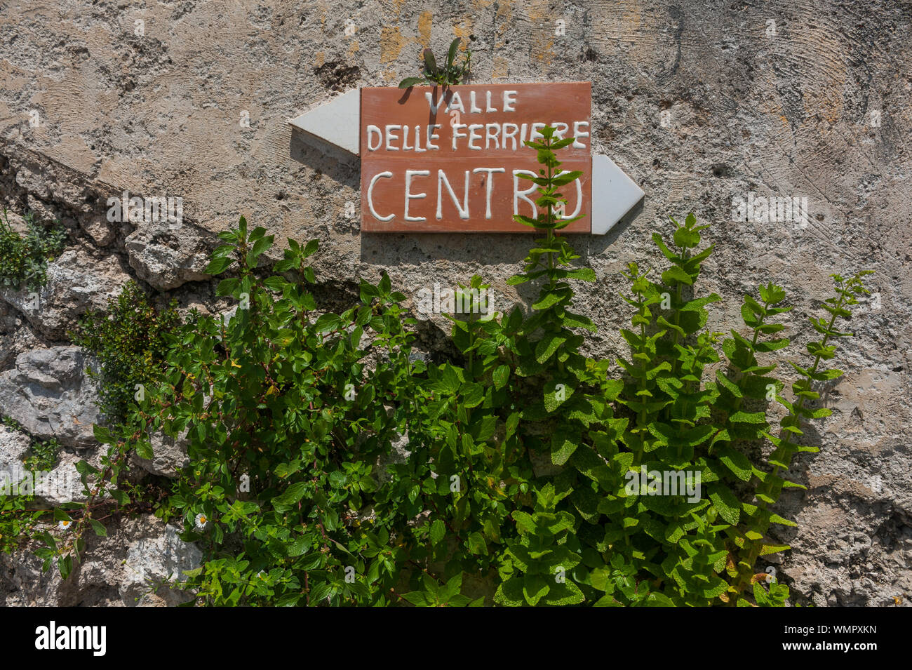 Decorated tiles as directions indicators  near Amalfi Stock Photo