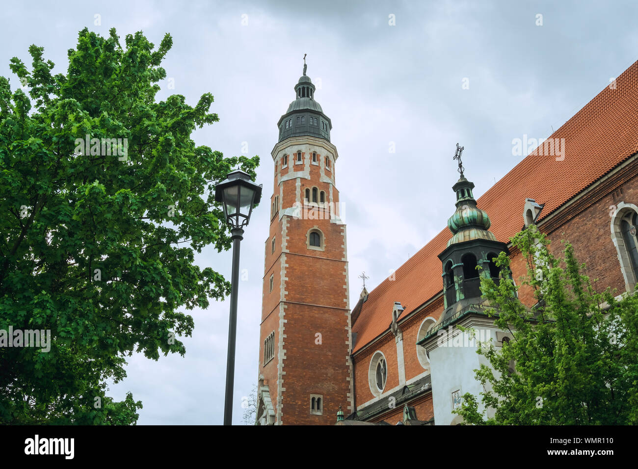 Historic city of Krakow in Poland. The streets of old Krakow, Poland. Unusual tower in the city Stock Photo