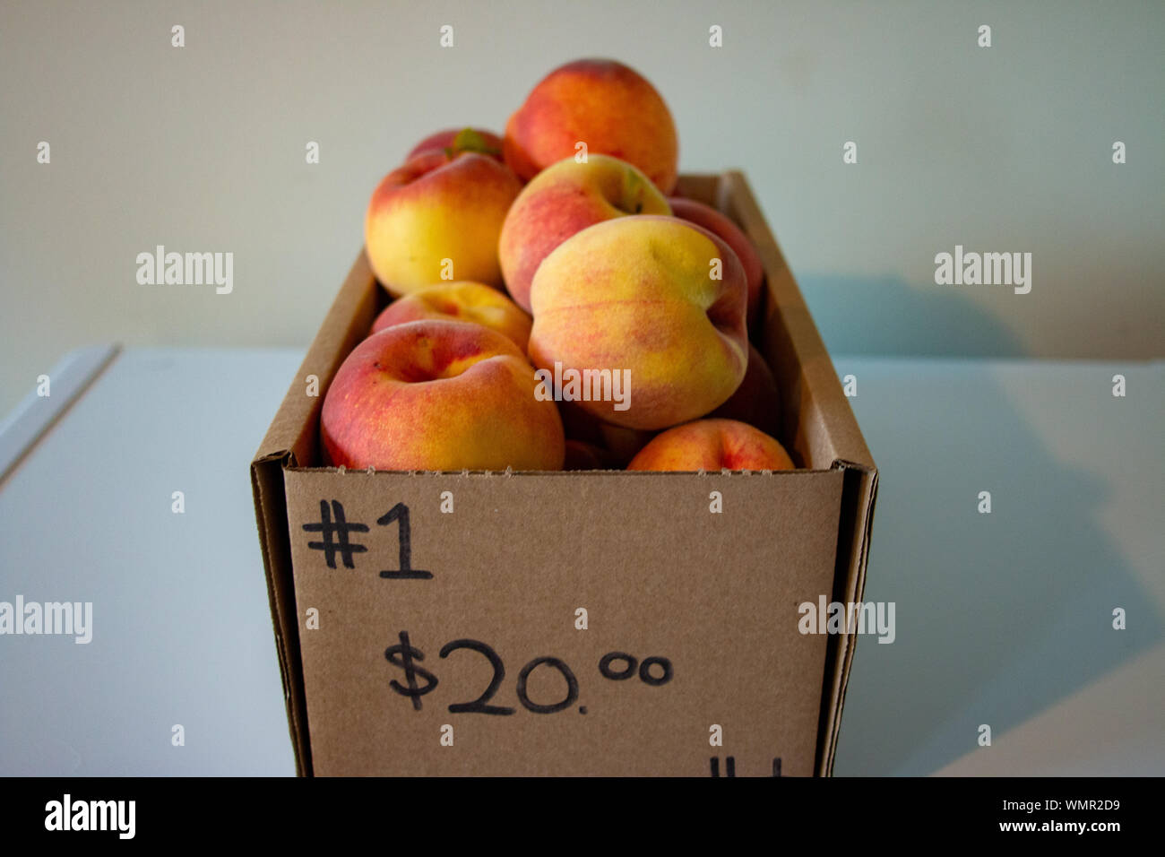 Fresh Organic Peaches Heap Of Fresh Ripe Peaches. 11 quart box of