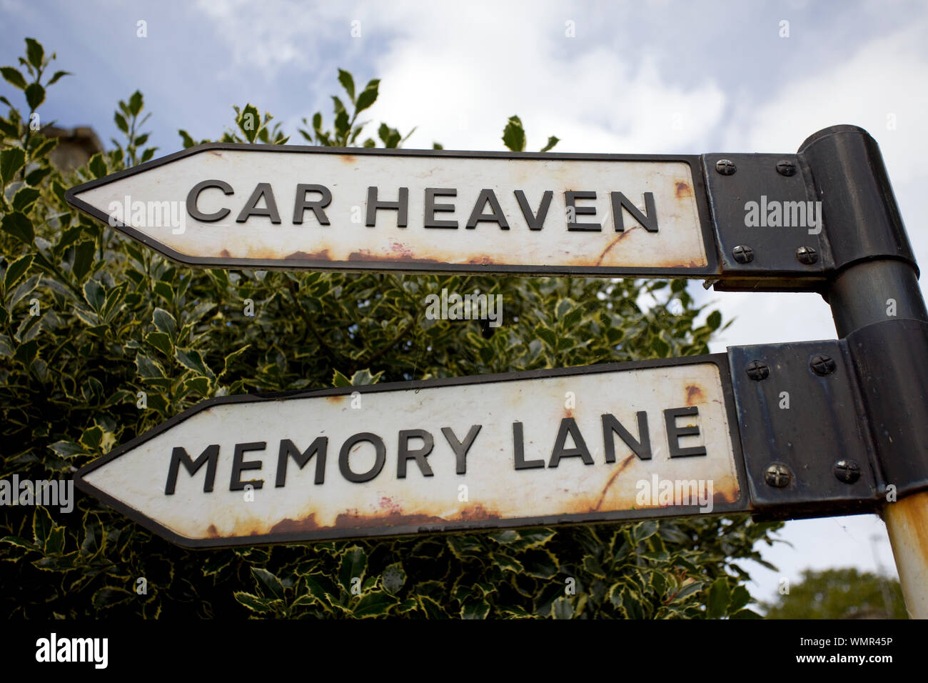 Car Heaven Memory Lane sign Stock Photo