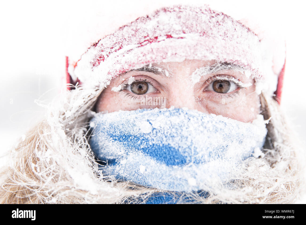 Portrait Of Woman Covered With Snow Stock Photo Alamy