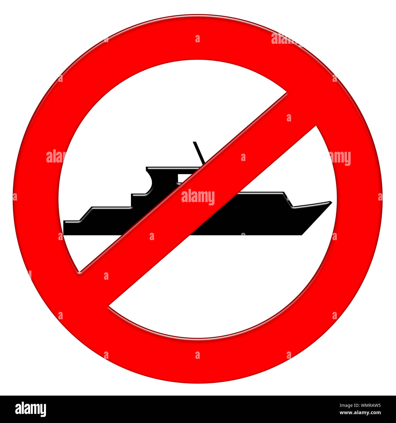 Prohibition symbol with ship illustration icon Stock Photo - Alamy