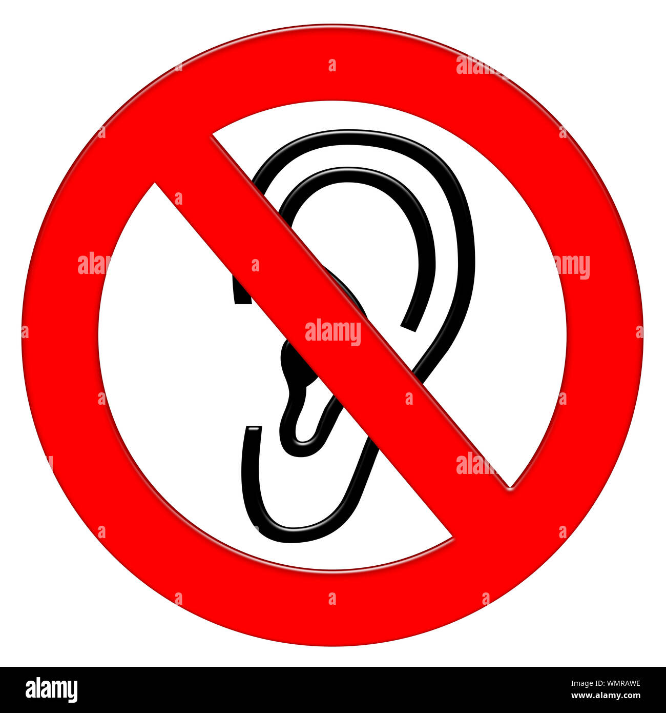 Prohibition symbol with ear illustration icon Stock Photo - Alamy