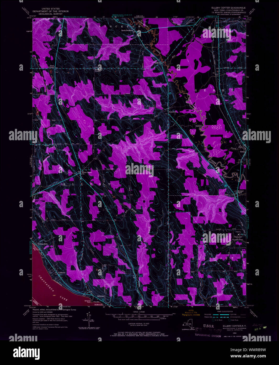 New York NY Ellery Center 138080 1954 24000 Inverted Restoration Stock