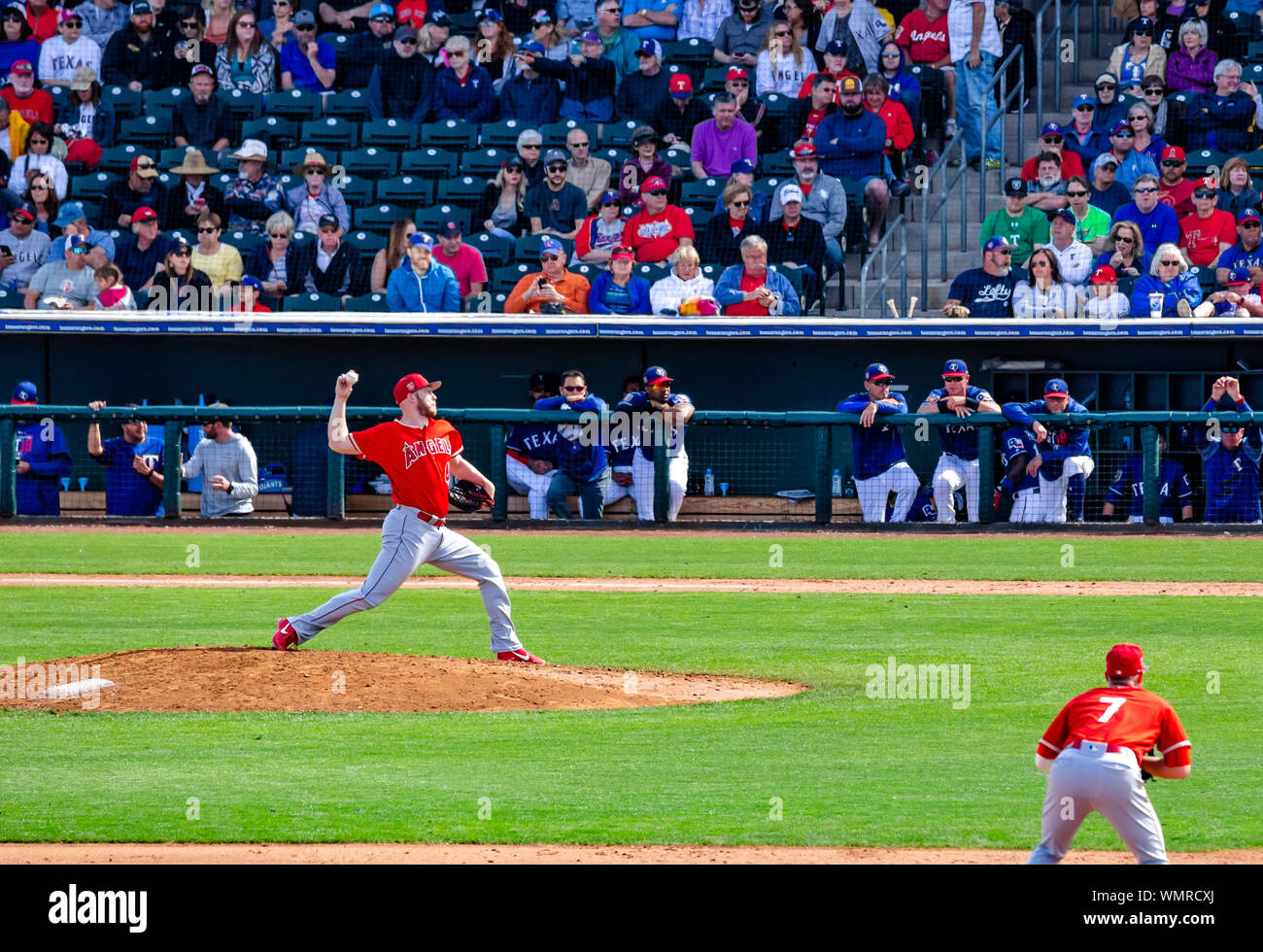 Tyler Skaggs died from accidental drug overdose July 1, 2019-he was a pitcher for LA Angels seen here at spring training on March 18, 2018 Stock Photo