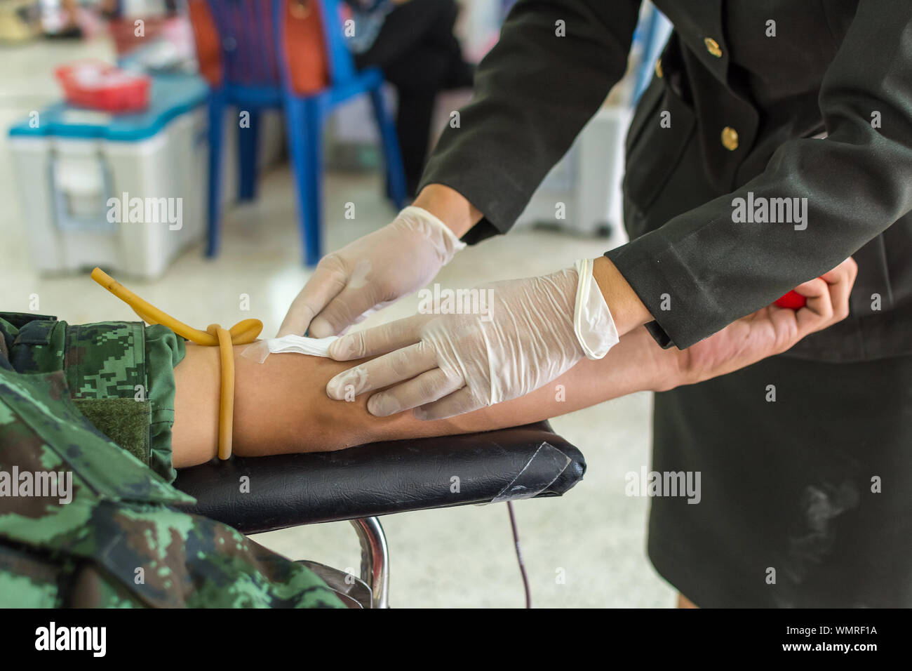 Cropped Image Of Man Donating Blood Stock Photo