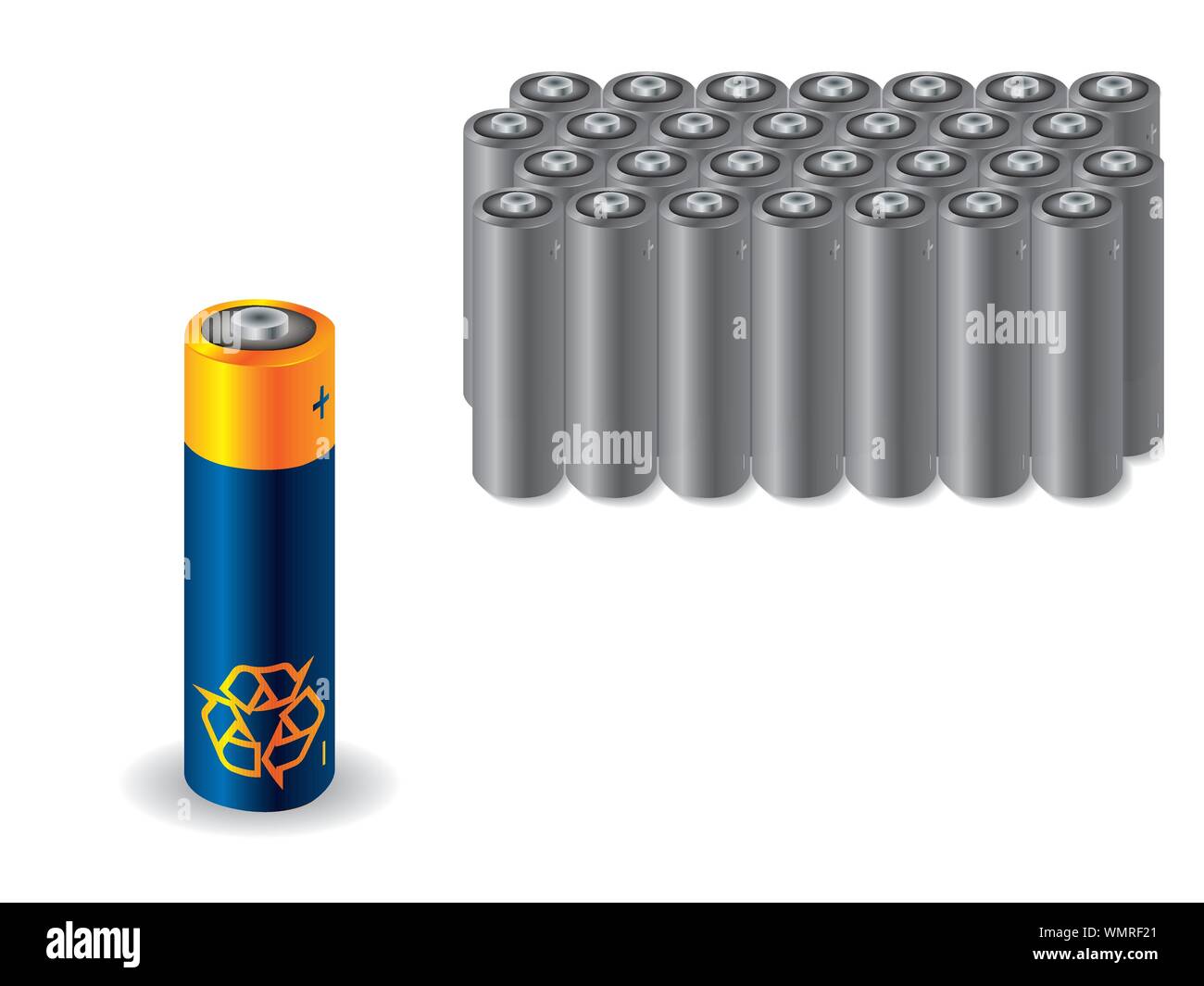 Recyclable battery vs old batteries Stock Vector