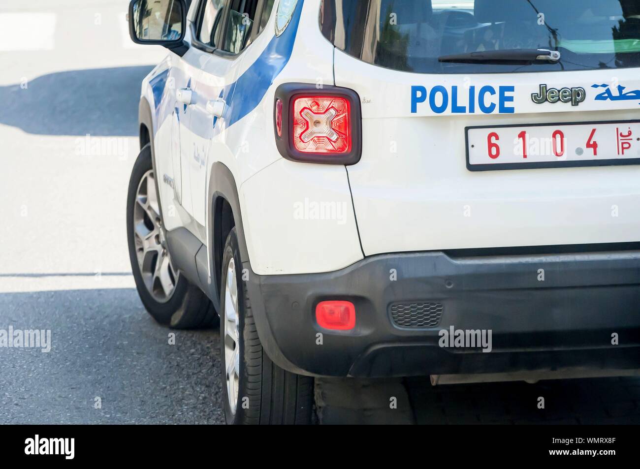 RAMALLAH, PALESTINE. August 31, 2019. Palestinian traffic police car in