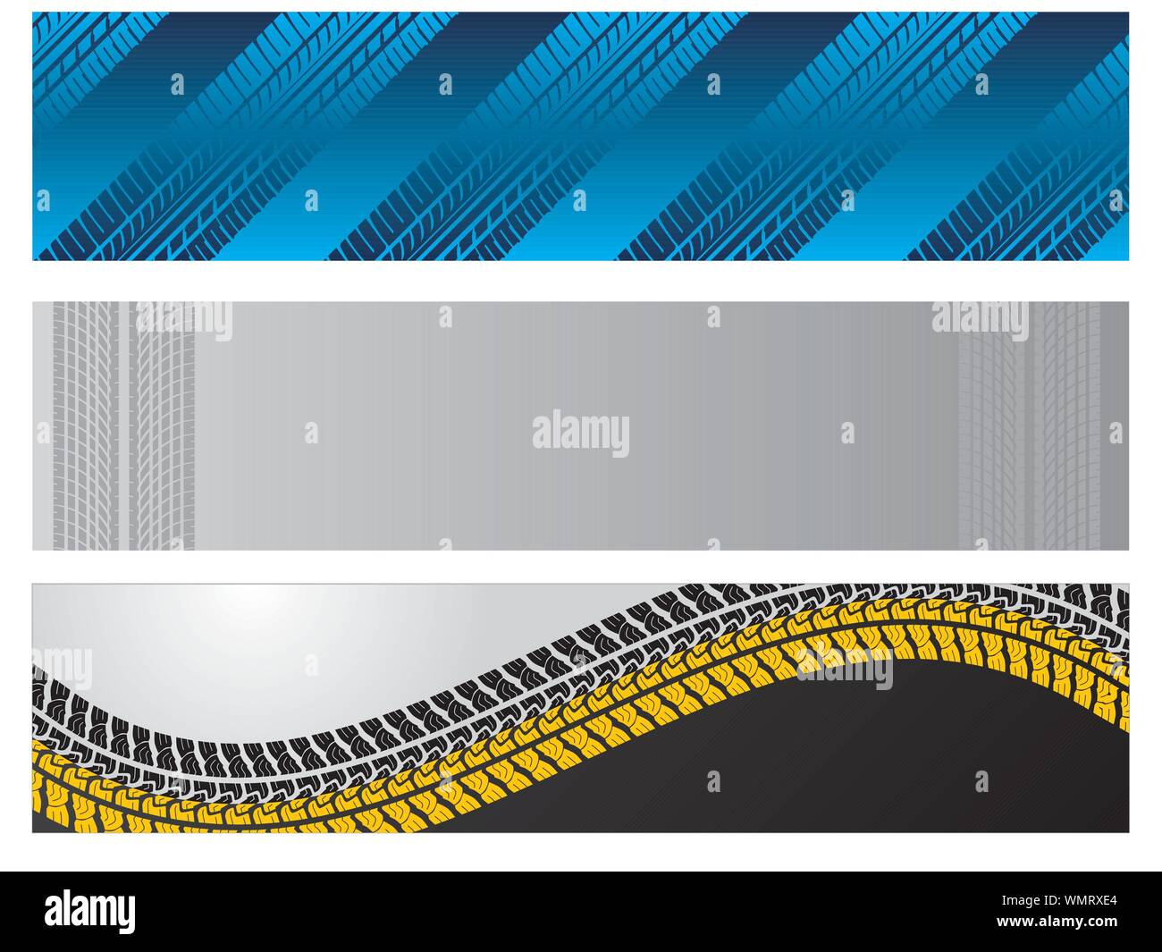 Banners with tire tracks Stock Vector