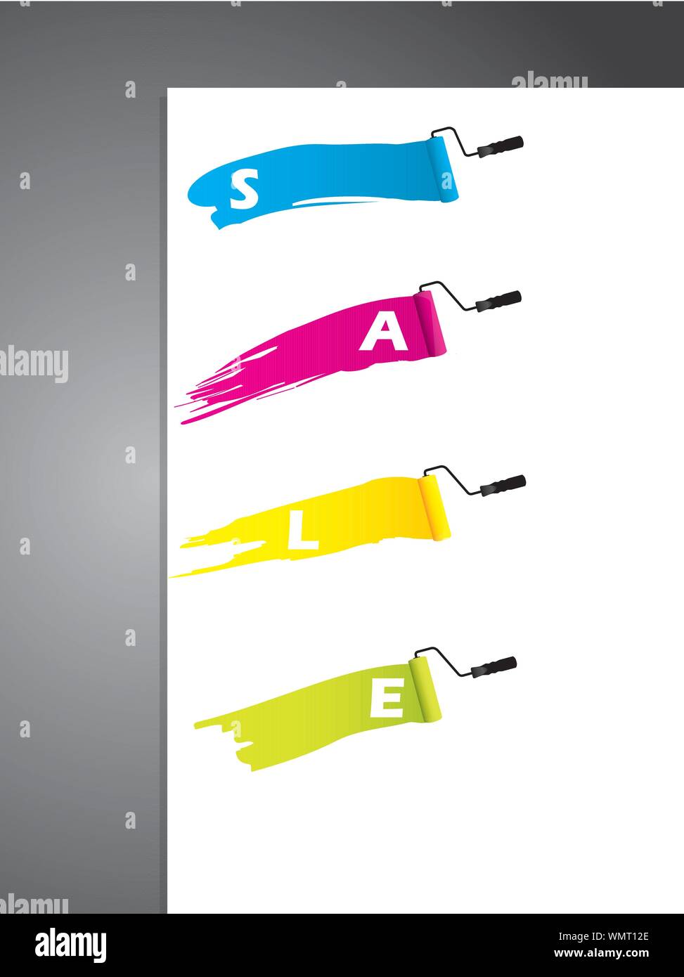 Painted tags on paper corner Stock Vector