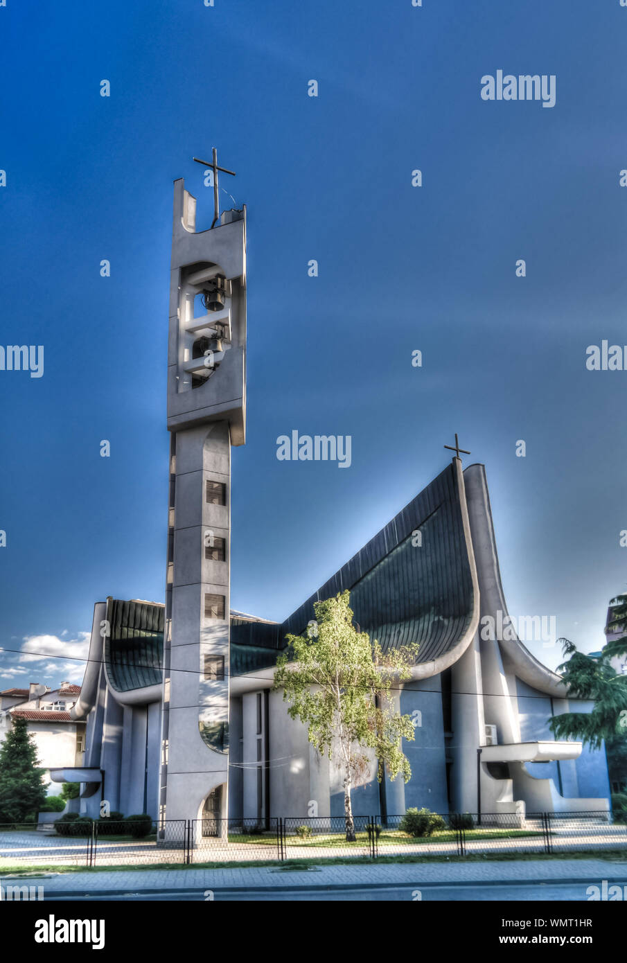 Exterior view to Catholic Church Sacred Heart of Jesus in Skopje