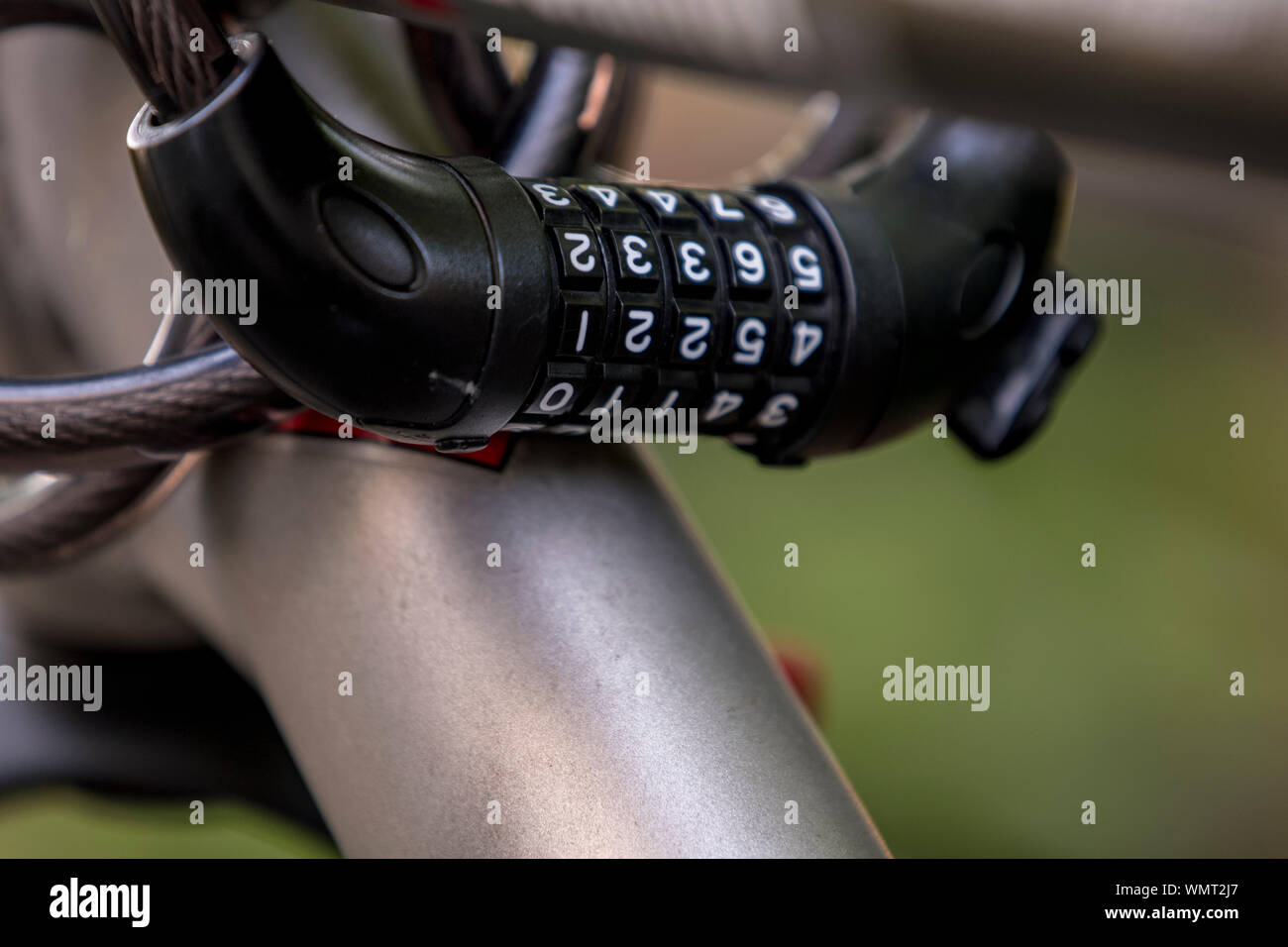 Combination lock on a bicycle closed Antitheft device Stock Photo Alamy