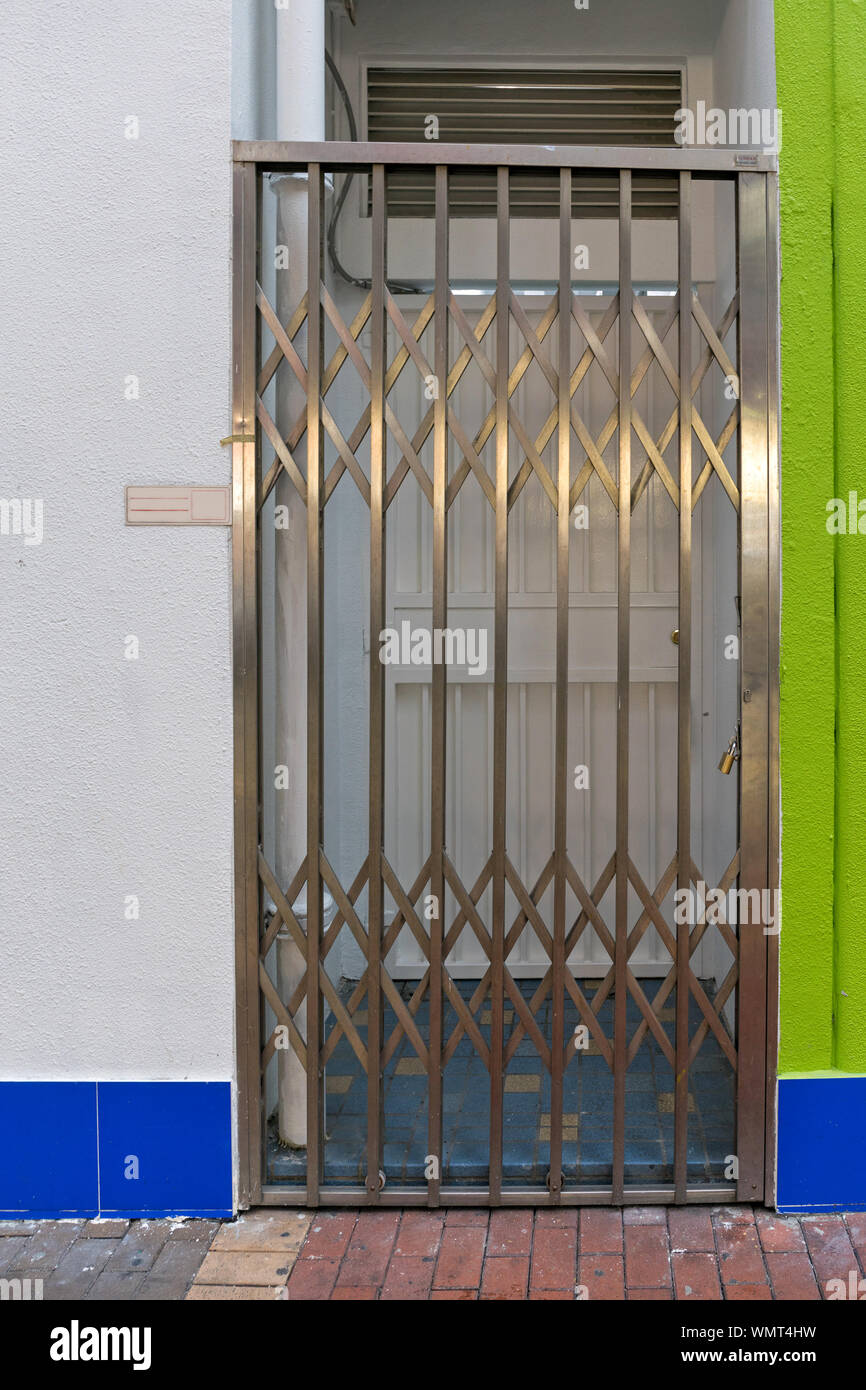 Scissor Barrier For House Entrance Protection Safety Stock Photo Alamy