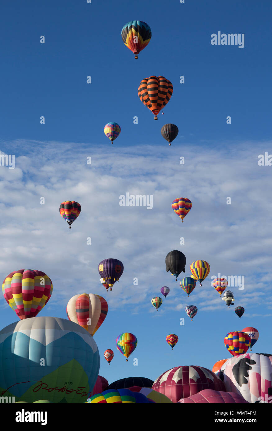 Albuquerque, New Mexico - October 1, 2016: Photo was taken during early morning when hundreds of balloons ascending shortly after dawn. Stock Photo