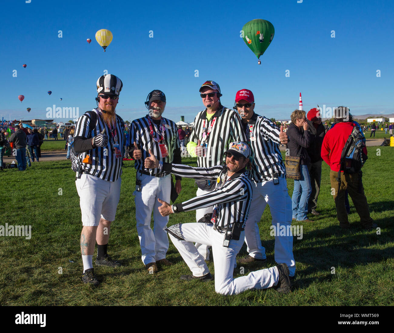 ALBUQUERQUE, NEW MEXICO - OCTOBER 2, 2016: Hot Air Balloon Festival in Albuquerque. Launch directors, also known as “zebras”. Stock Photo