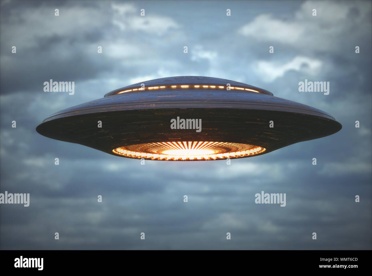 Unidentified flying object. Unidentified object with retro style, old design. Stock Photo