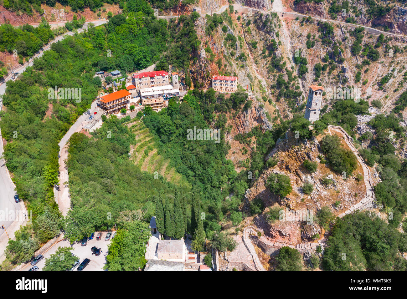 Proussos monastery near Karpenisi town in Evrytania - Greece. The ...