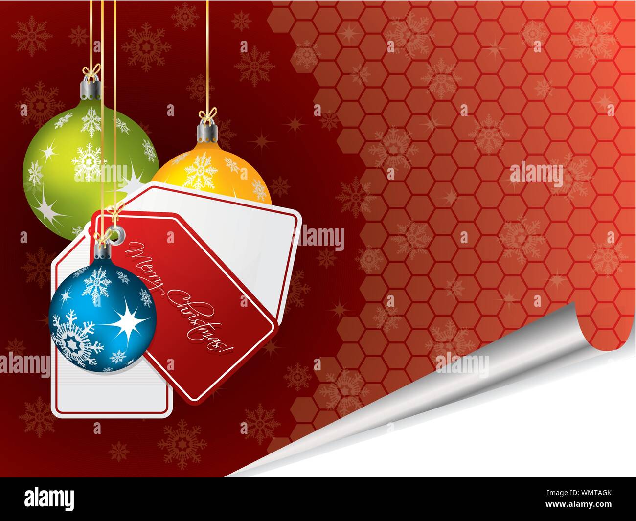 Christmas background with decorations and labels Stock Vector Image
