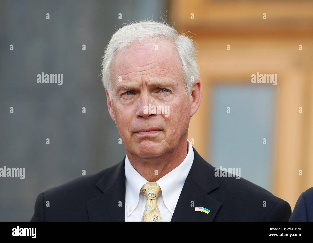 Kiev, Ukraine. 05th Sep, 2019. US Senator Ron Johnson making a statement for the media after their meeting with Ukrainian President Volodymyr Zelensky outside the Presidential Office in Kiev, Ukraine. Credit: SOPA Images Limited/Alamy Live News Stock Photo