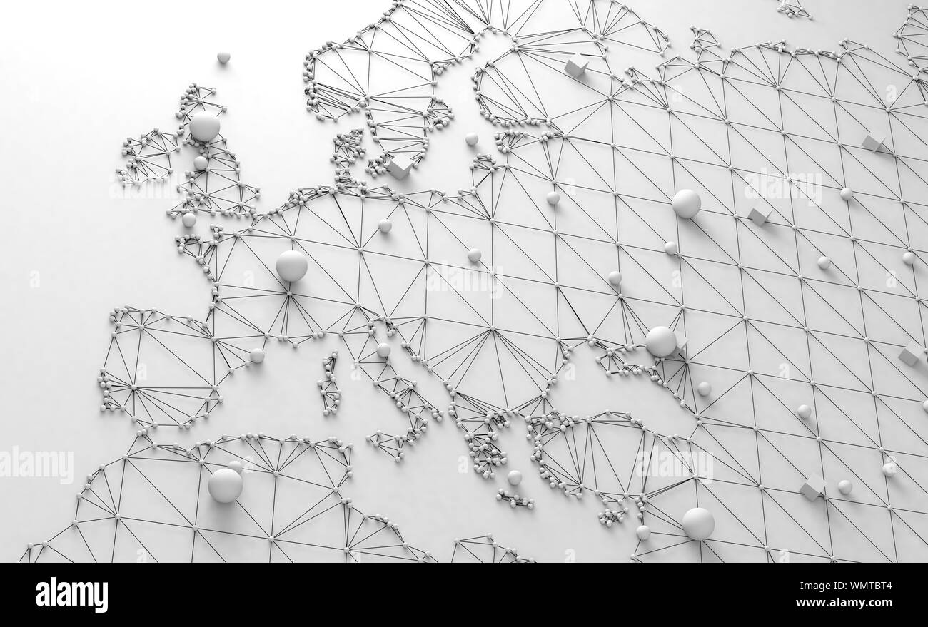 3d illustration and concept of international logistics of agreements and international business. Networks and companies around the world Stock Photo