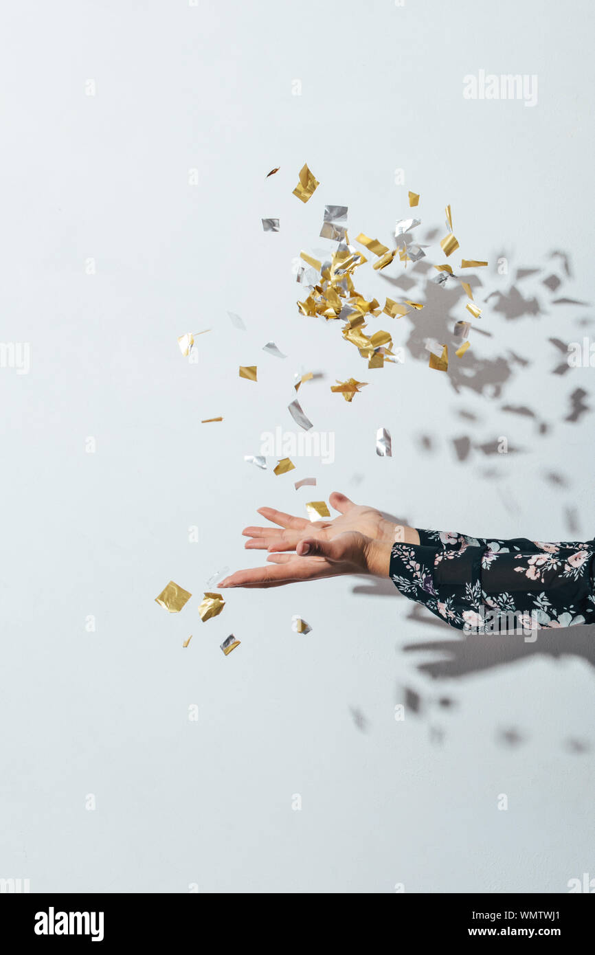 Hand Throwing Confetti High Resolution Stock Photography and Images Alamy
