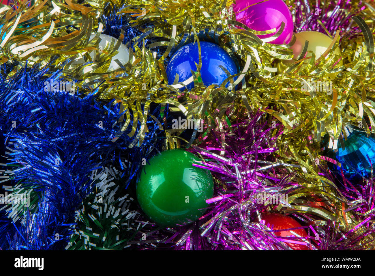 A collection of garlands and decorations for the Christmas tree Stock ...