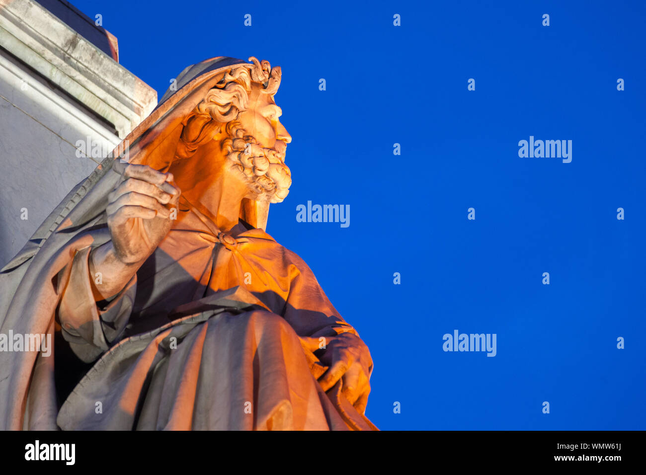 Detail of statue of Isaiah (by Salvatore Revelli) from Column of the Immaculate Conception, Piazza Mignanelli, Piazza de Spagna, Rome, Italy Stock Photo