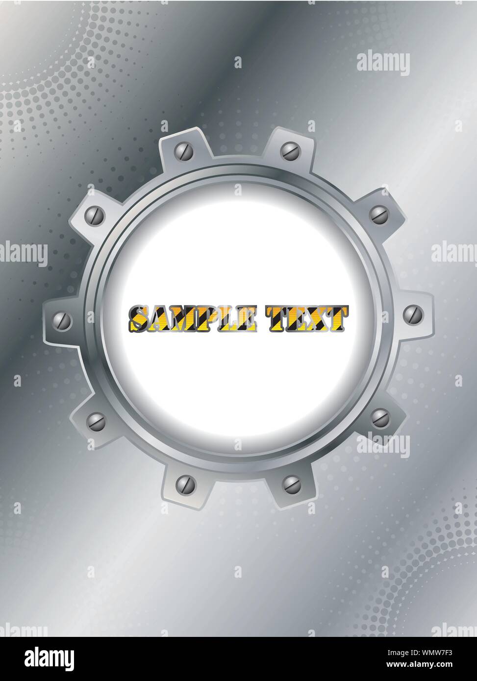 Cogwheel on silver background with halftone Stock Vector