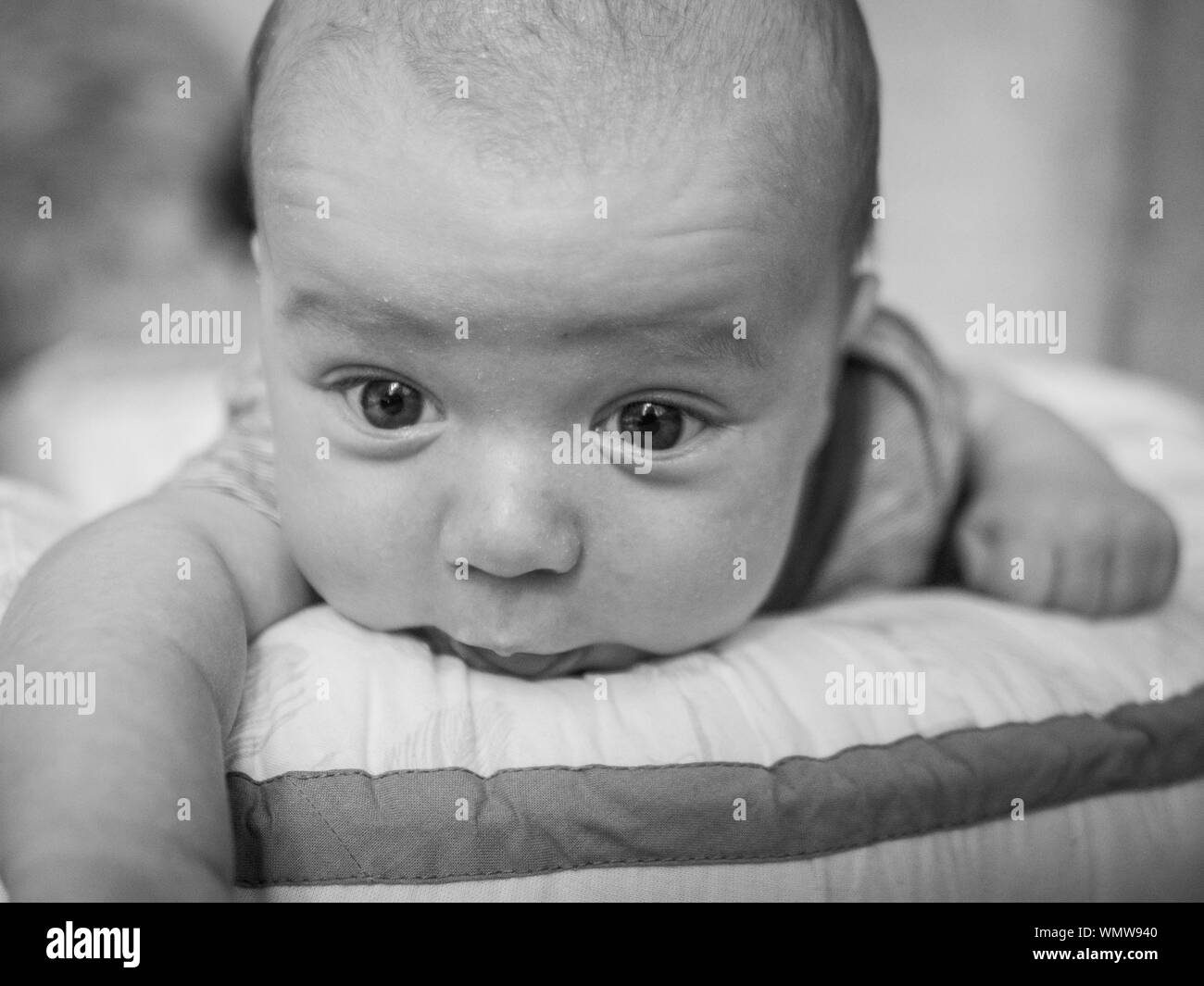 Baby Tummy Time Stock Photo