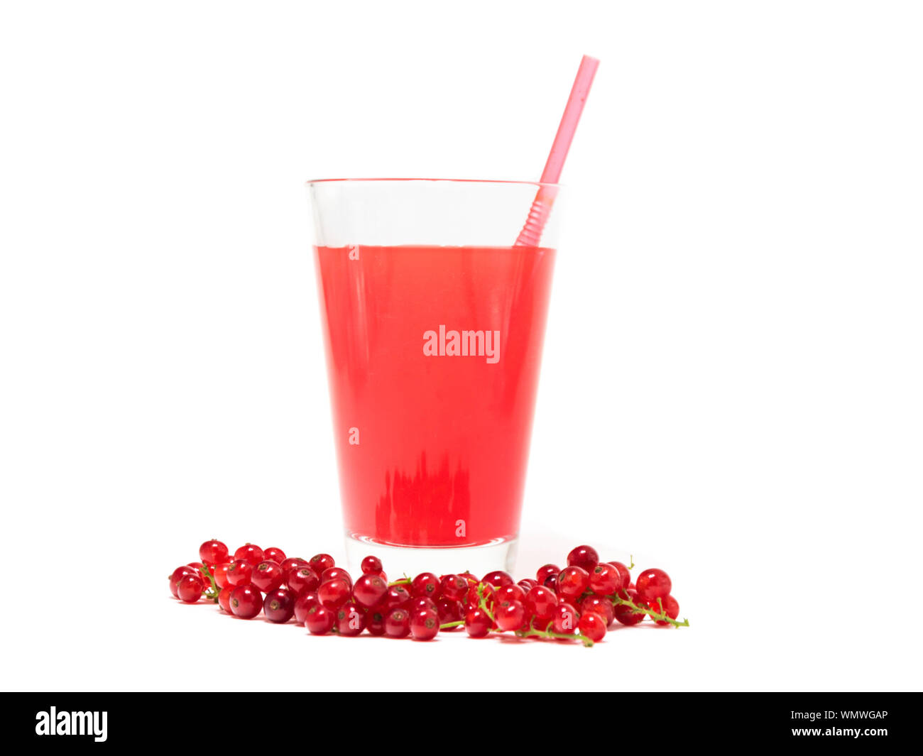 Closeup Of Juice With Berry Fruits Against White Background Stock