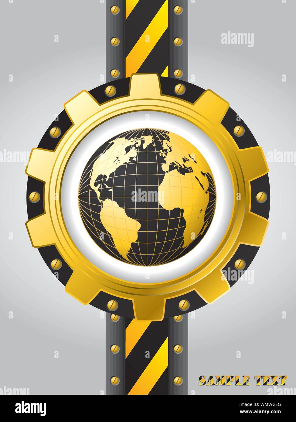 Technology background with globe inside cogwheel Stock Vector
