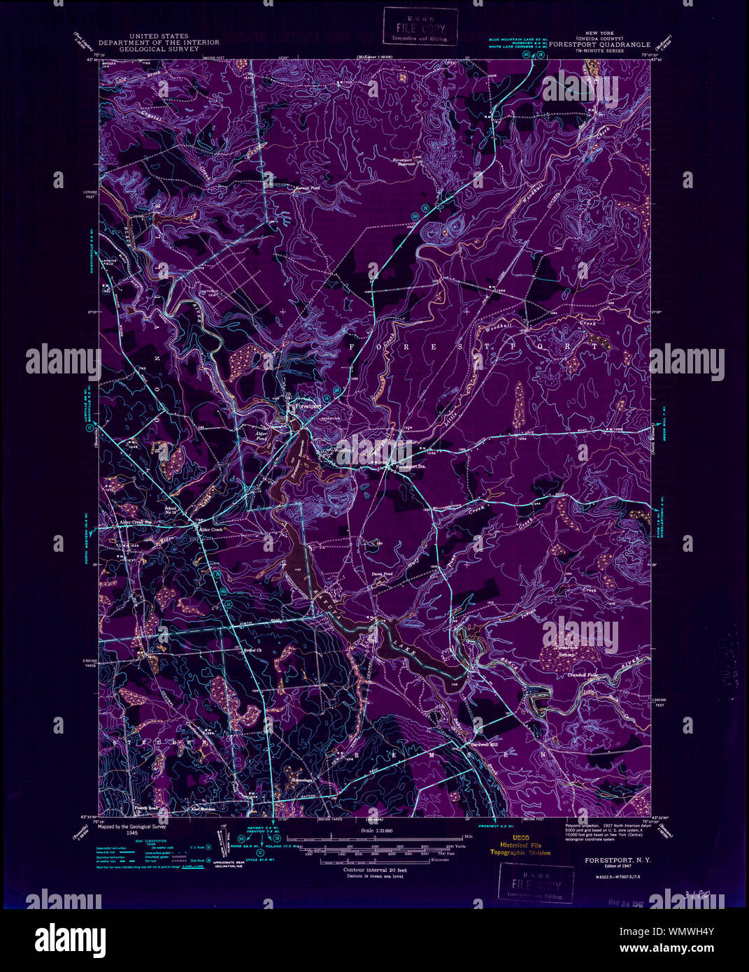 New York NY Forestport 138261 1947 31680 Inverted Restoration Stock