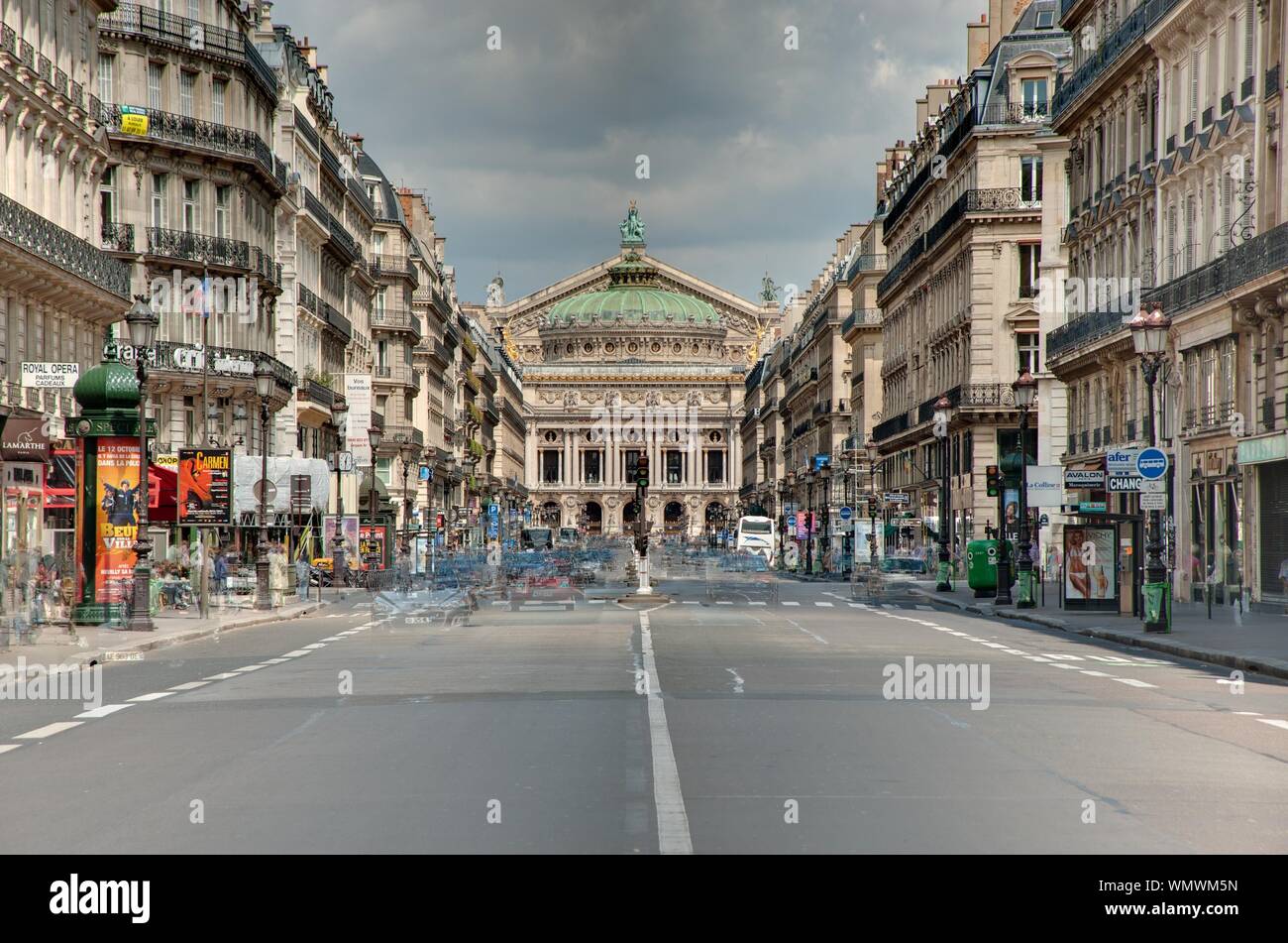 Paris, Avenue de l'Opera, Opera Garnier Stock Photo