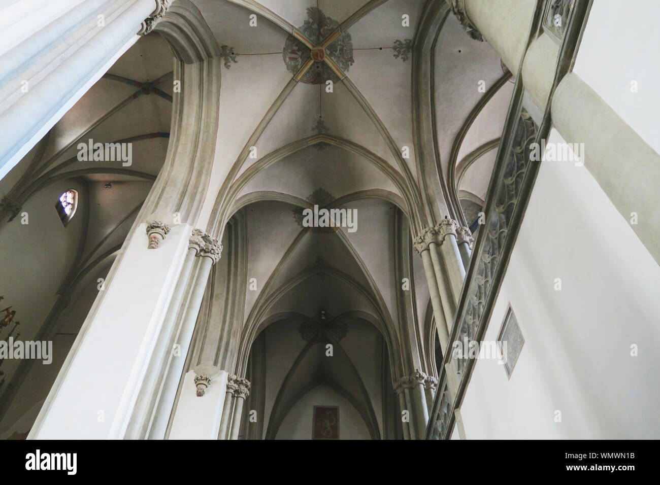 Low Angle View Of Ribbed Vaulting In Church Stock Photo