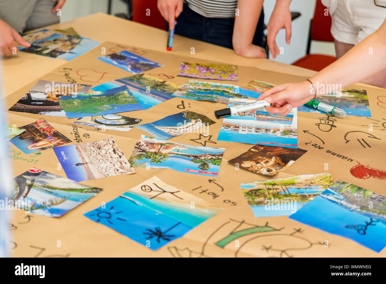 Group classes in the travel class, English school Stock Photo