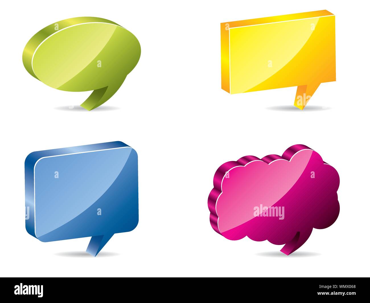 Various colored 3d speech bubbles Stock Vector