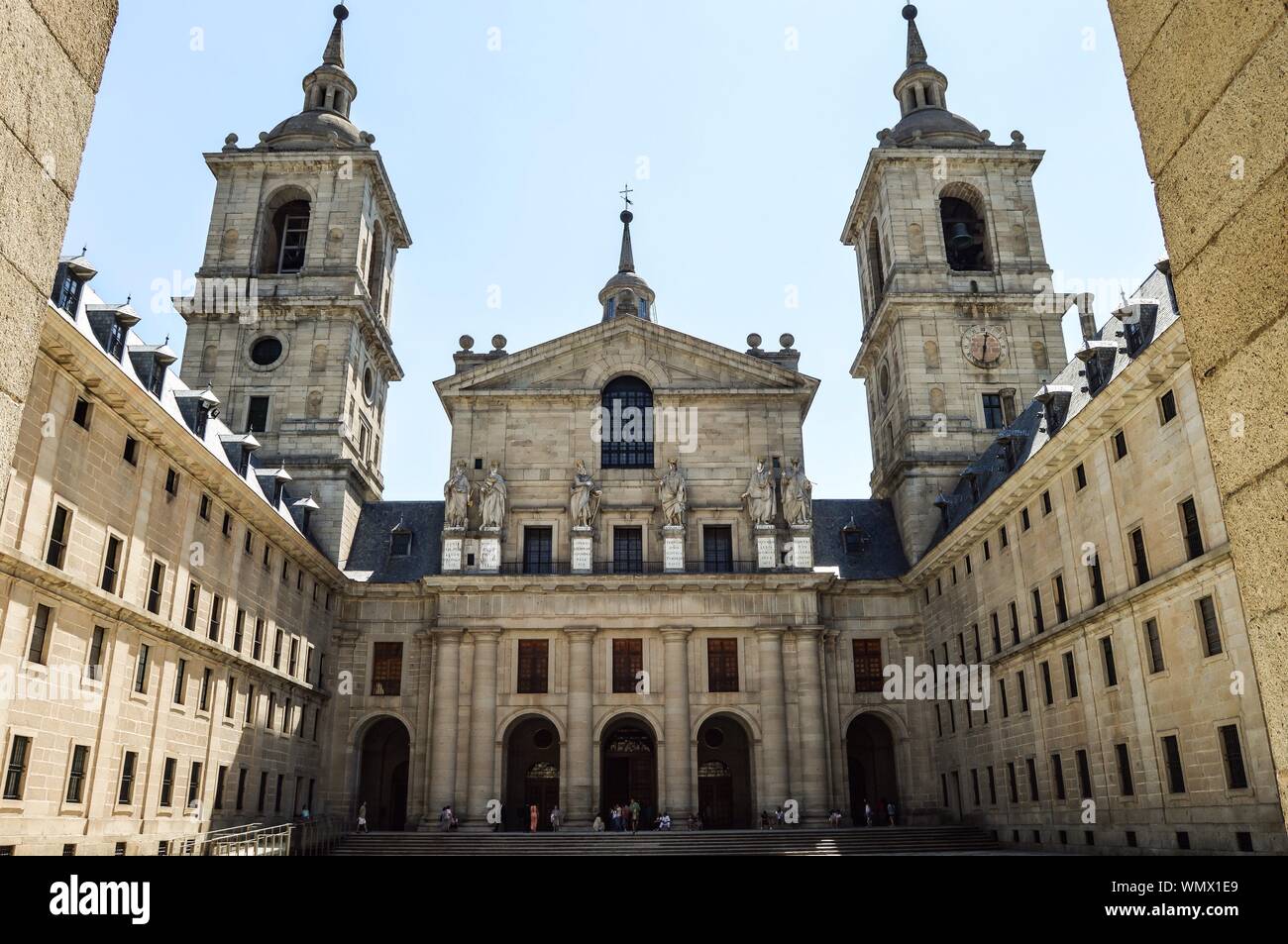 Basilica Of El Escorial Against Clear Sky Stock Photo