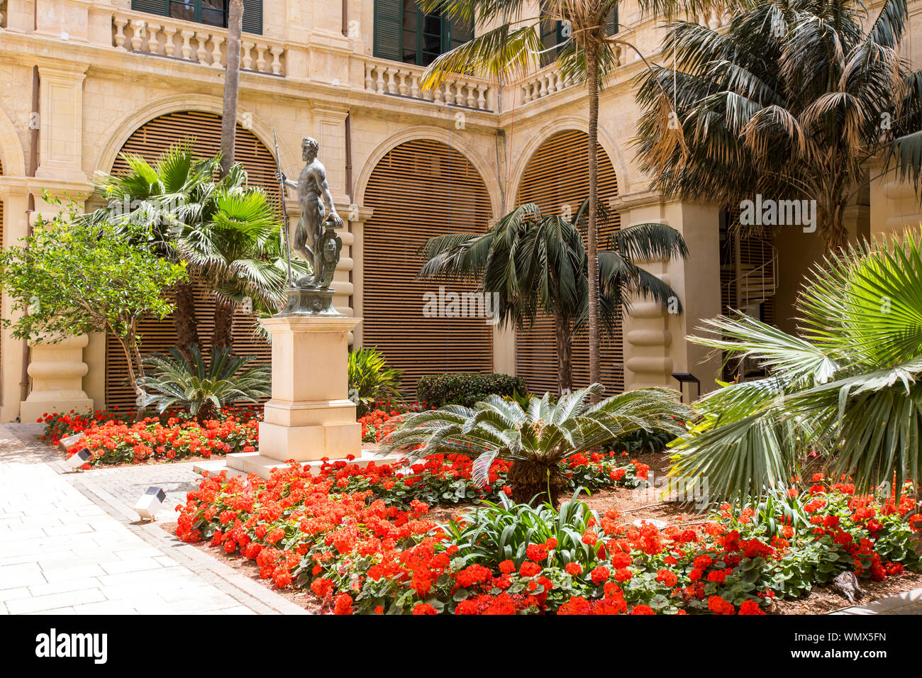 Malta, Valetta, Old Town, Grand Masters Palace, Neptune Square, Courtyard, Museum, Stock Photo