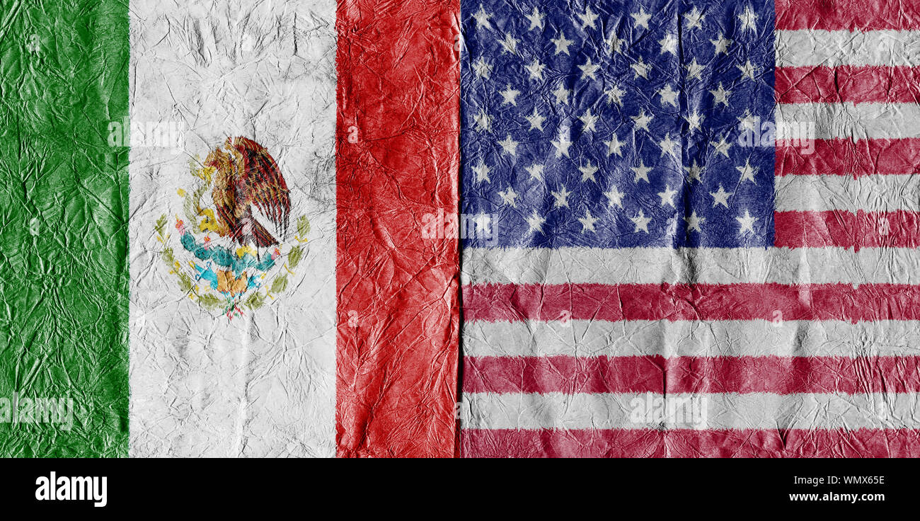 American And Mexican Flag High Resolution Stock Photography and Images