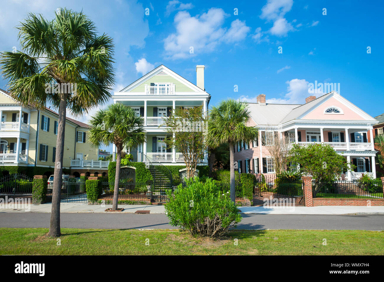 Brightly colored colonial architecture in the historical heart of the