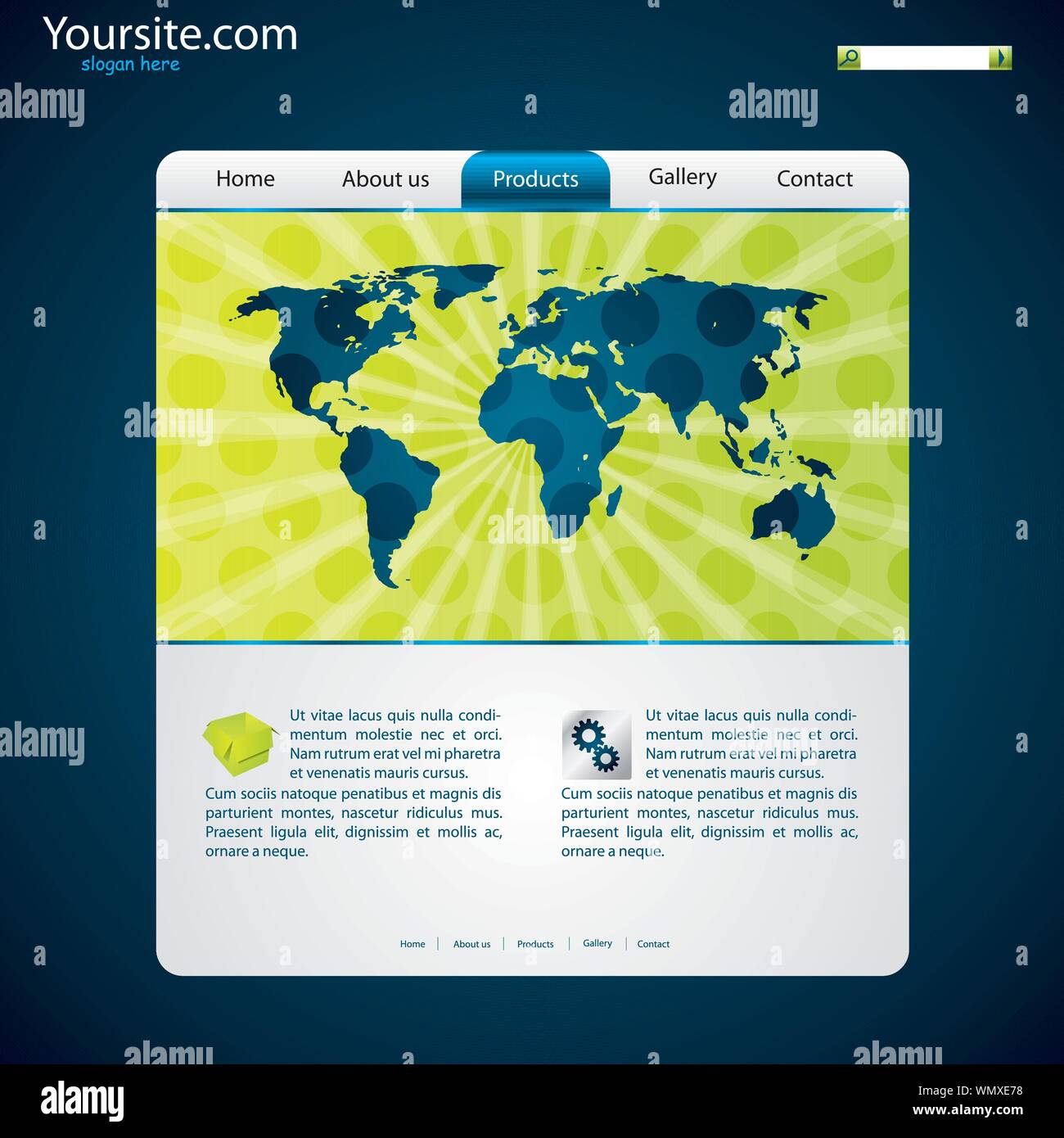 Website template with world map Stock Vector Image & Art - Alamy