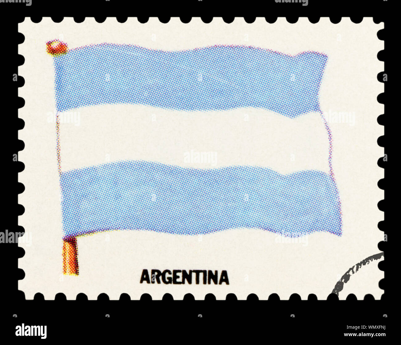 ARGENTINA FLAG - Postage Stamp isolated on black background. Stock Photo