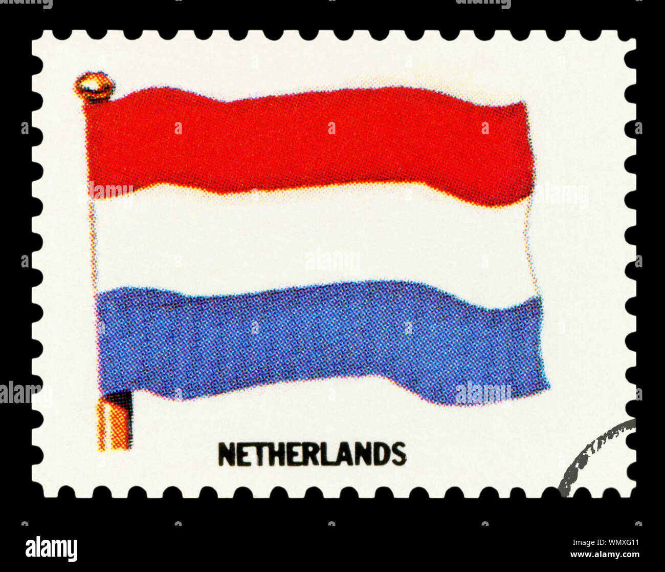NETHERLANDS FLAG - Postage Stamp isolated on black background. Stock Photo