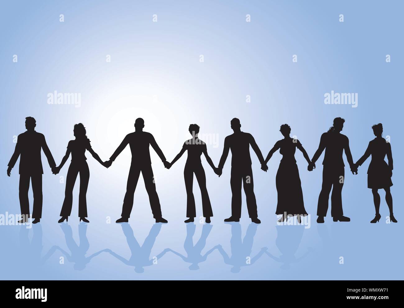 Group Of People Holding Hands Stock Vector Image Art Alamy