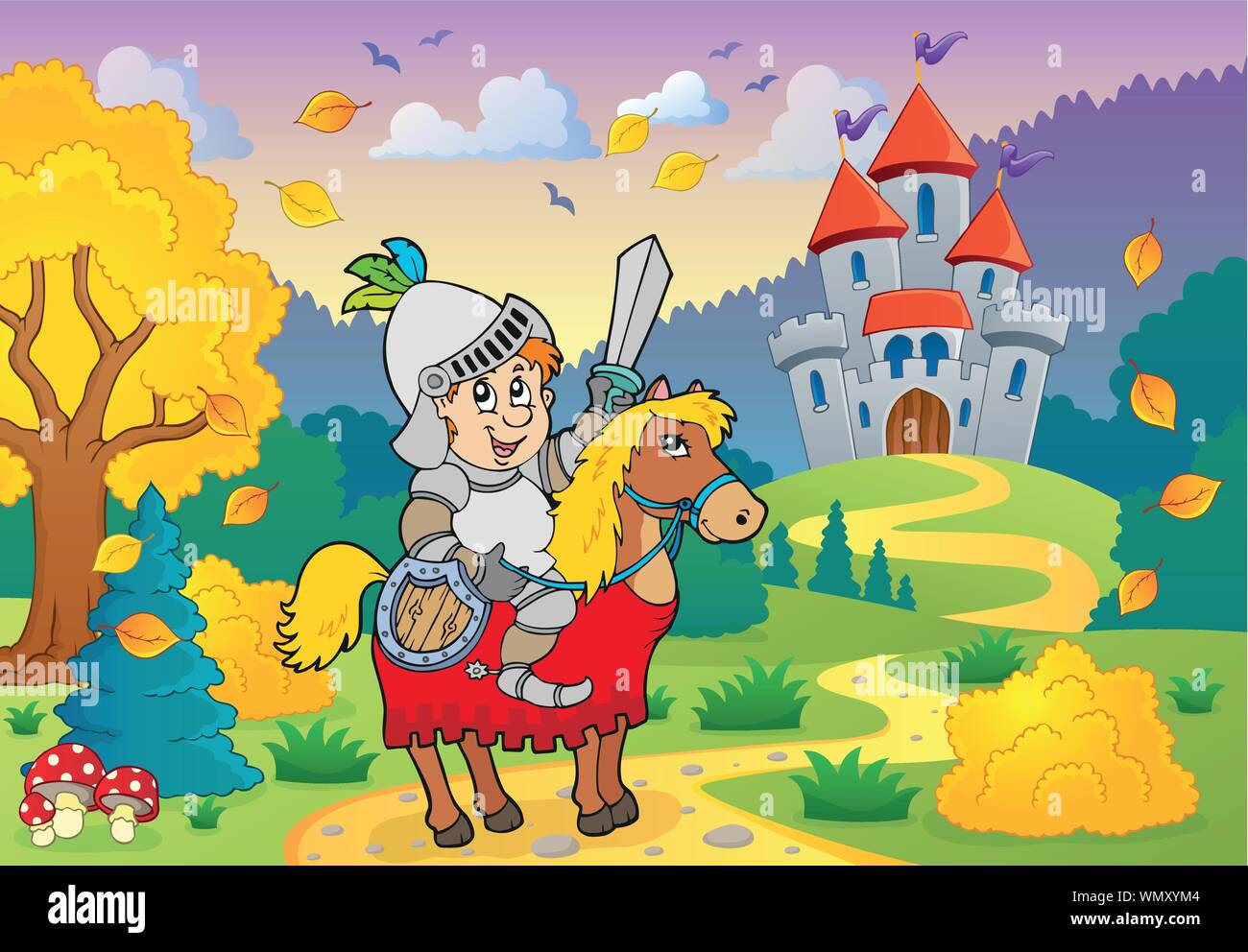 Knight on horse near castle Stock Vector Image & Art - Alamy