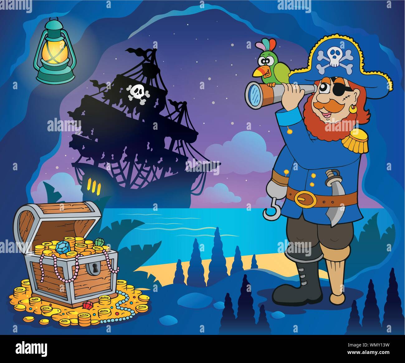 Pirate cove theme image 3 Stock Vector