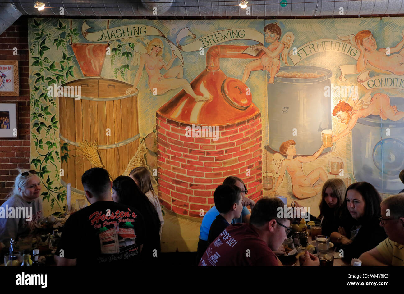 Interior view of Gritty's Portland Brew Pub.Old Port.Portland.Maine.USA Stock Photo