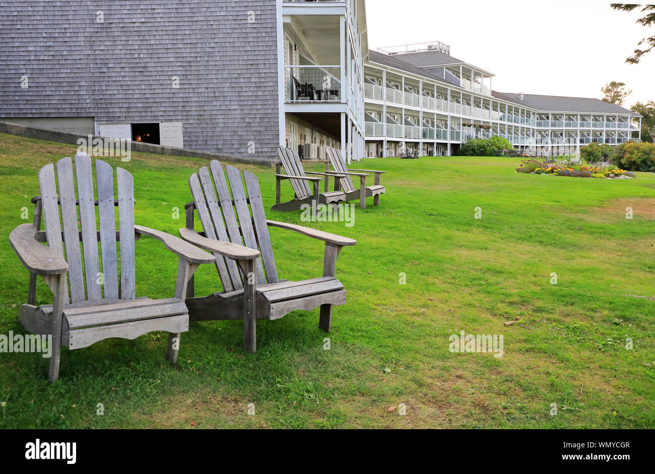 Historical Bar Harbor Inn located in the waterfront of Bar Harbor.Mount