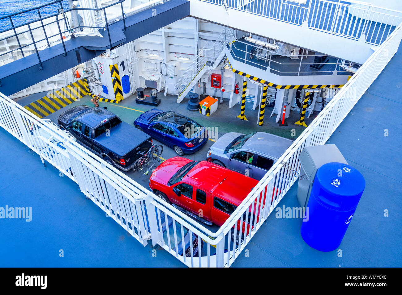 Cars, car deck, BC Ferry, British Columbia, Canada Stock Photo